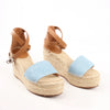 Hermès Kelly Tivoli Denim Wedge Sole Espadrilles Sandals in Light Blue, Size 37 EU Secondhand