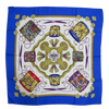 Hermès Carré 90 "LES TAMBOURS" Silk handkerchief in Blue Secondhand