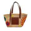 LOEWE Medium Floral Embroidered Raffia Basket Tote Secondhand