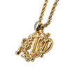 Dior Gold Plated Logo Crystal Pendant Necklace Secondhand