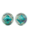 Chanel Brass and Resin Logo Aurora Round Pyramid Clip on Earrings Secondhand