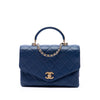 Chanel CC Quilted Calfskin Metal Top Handle Envelope Flap Secondhand