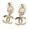 Chanel Gold Plated Crystal Faux Pearl CC Drop Push Back Earrings Secondhand
