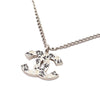 Chanel White Gold CC Enamel Pendant Necklace Secondhand
