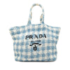 Prada Large Raffia Effect Crochet Embroidered Logo Tote Secondhand