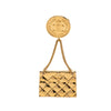 Chanel CC Gold Plated Quilted Flap Bag Medallion Brooch Secondhand