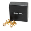 Chanel CC Gold Plated Faux Pearl Drop Turn Lock Clip On Earrings Secondhand