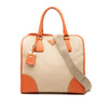 Prada Saffiano Trimmed Canvas Canapa Logo Satchel Secondhand