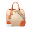 Prada Saffiano Trimmed Canvas Canapa Logo Satchel Secondhand