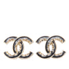 Chanel Gold Plated Enamel CC Baroque Push Back Earrings Secondhand
