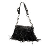 Prada Vitello Shine Fringe Studded Flap Hobo Secondhand