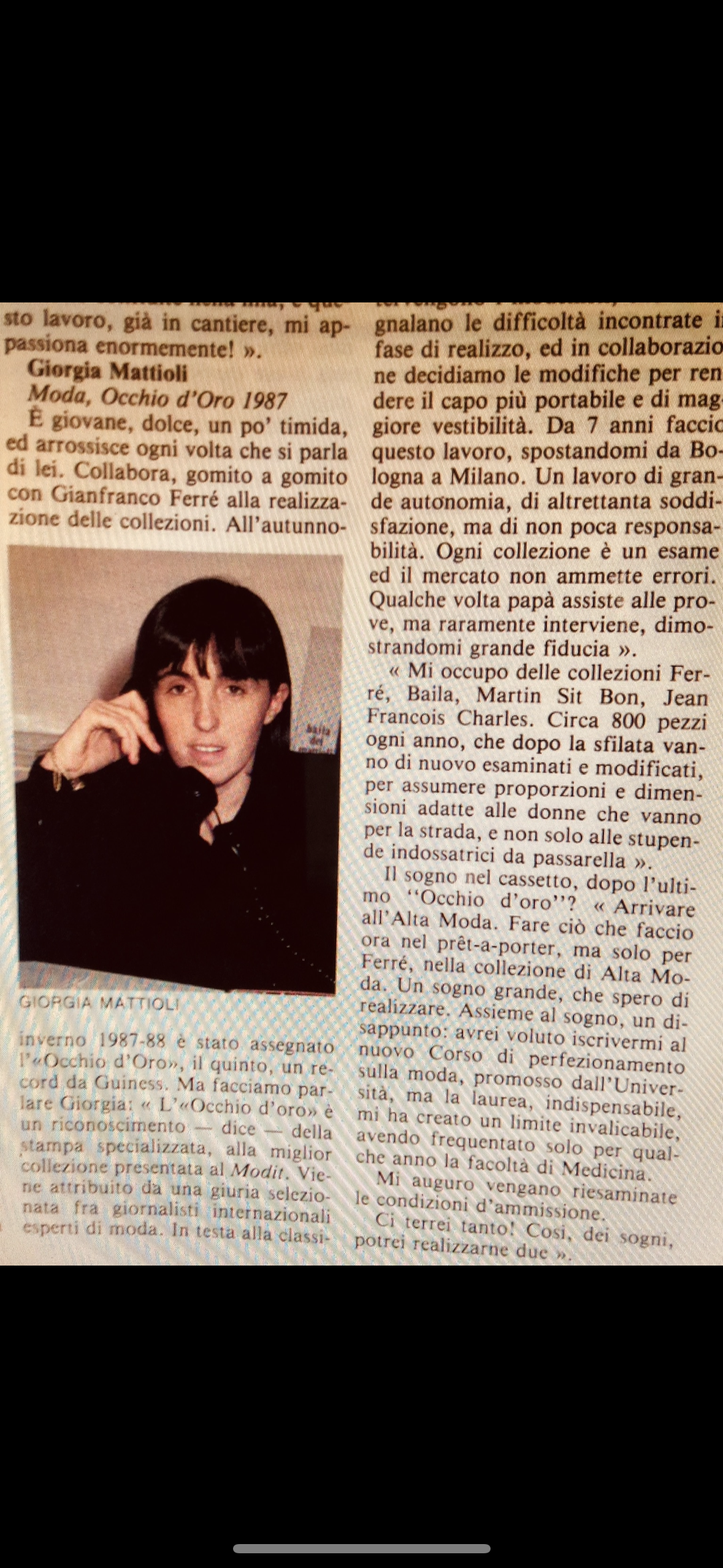 Giorgia Mattioli Newspaper article