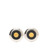 Chanel CC Brass Enamel Gold Plated Round Clip On Earrings Secondhand