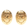 Chanel CC Gold Plated Logo Oval Clip On Earrings Secondhand