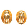 Chanel CC Gold Plated Logo Oval Clip On Earrings Secondhand