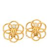Chanel CC Gold Plated Flower Hoop Clip On Earrings Secondhand