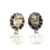 Secondhand Chanel Gold Plated Leather Woven Faux Pearl CC Crystal Drop Earrings