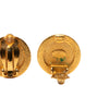 Chanel Gold Plated Coco Profile Round Clip On Earrings Secondhand