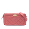 Chanel Quilted Caviar Boy Double Zip Clutch With Chain Secondhand