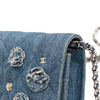Chanel Quilted Denim Camellia Wallet On Chain Denim Secondhand