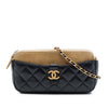 Chanel CC Quilted Lambskin and Suede Double Zip Phone Holder With Chain Secondhand