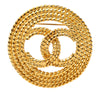 Chanel Gold Plated Round Rope CC Brooch Secondhand