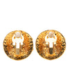 Chanel Gold Plated CC Round Clip on Earrings Secondhand