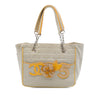 Chanel CC Chocolate Bar Canvas Camellia No. 5 Tote Secondhand