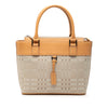 Burberry Leather Trimmed Tonal Check Canvas Handbag Secondhand
