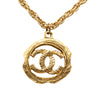 Chanel CC Gold Plated Round Pendant Necklace Secondhand