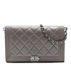 Chanel Quilted Metallic Lambskin Boy Clutch On Chain Secondhand