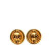 Chanel Gold Plated CC Round Clip on Earrings Secondhand