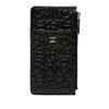 Chanel CC Embossed Caviar Camellia Flat Phone Case Wallet Pouch Secondhand