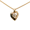 Dior Gold Plated Strass CD Logo Heart Pendant Necklace Secondhand