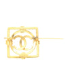 Chanel Gold Plated CC Square Brooch Secondhand