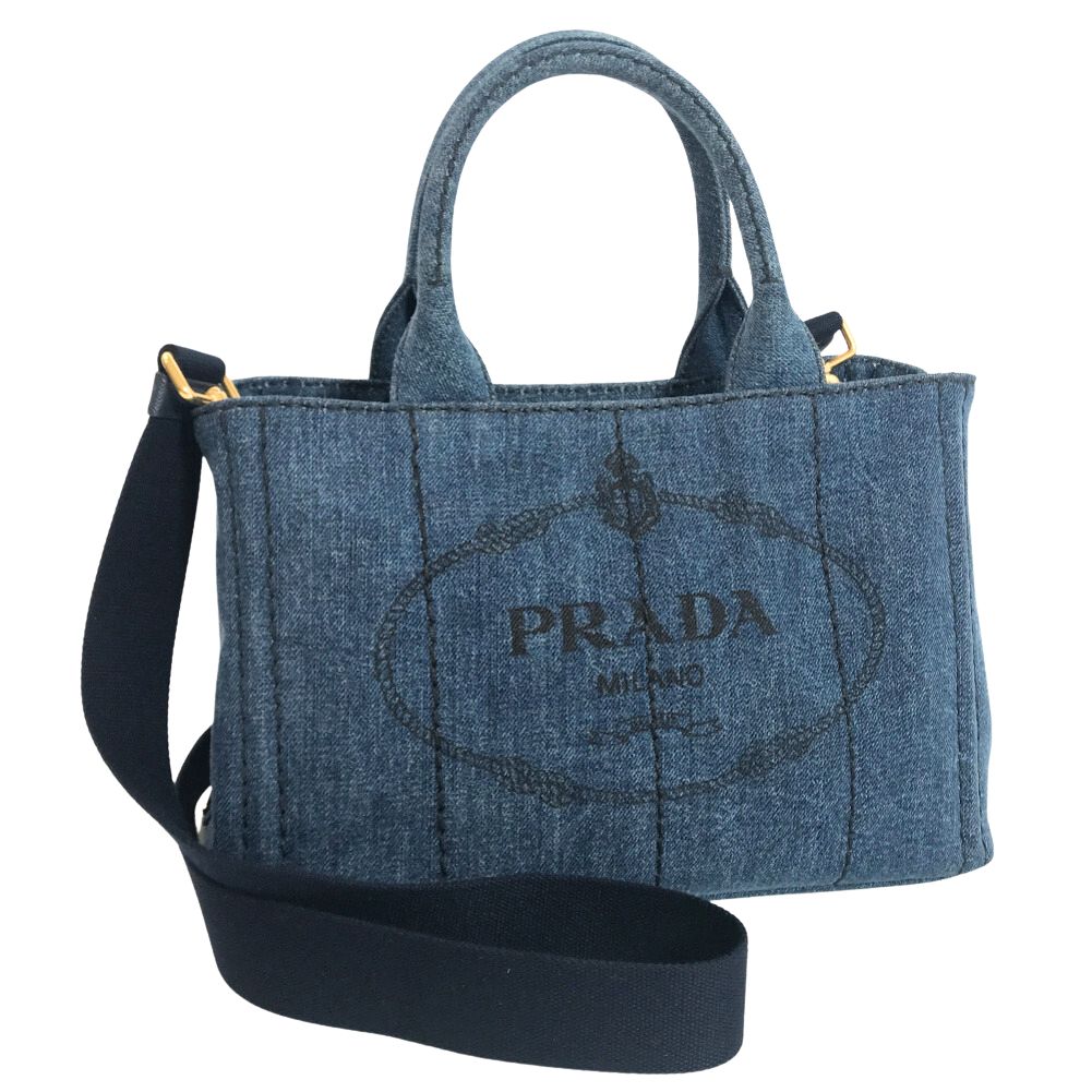 Prada Blue Denim Canvas Canapa Bag