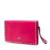 Valentino Leather Rockstud Flap Clutch Secondhand