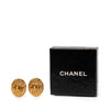 Chanel Gold Plated CC Oval Clip on Earrings Secondhand