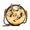 Chanel CC Lambskin and Metal Camellia Round Clutch with Chain Secondhand