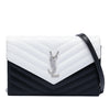 Saint Laurent Bicolor Grain De Poudre Chevron Monogram Envelope Chain Wallet Secondhand