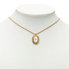 Dior Gold Plated Resin Logo Oval Pendant Necklace Secondhand