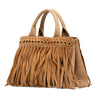 Prada Canvas and Suede Fringed Canapa Handbag Secondhand