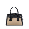Prada Bicolor Saffiano Cuir Trimmed Canvas Satchel Secondhand