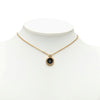Dior Gold Plated Enamel Strass Logo Pendant Necklace Secondhand