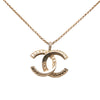 Chanel Gold Plated CC Crystal Pendant Necklace Secondhand