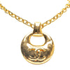 Chanel Gold Plated CC Logo Circle Pendant Necklace Secondhand