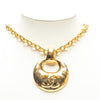 Chanel Gold Plated CC Logo Circle Pendant Necklace Secondhand