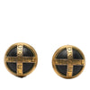 Chanel Gold Plated and Acrylic Logo Round Button Clip On Earrings Secondhand