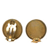 Chanel Gold Plated and Acrylic Logo Round Button Clip On Earrings Secondhand