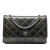 Chanel CC Quilted Striated Metallic Patent Wallet on Chain Secondhand